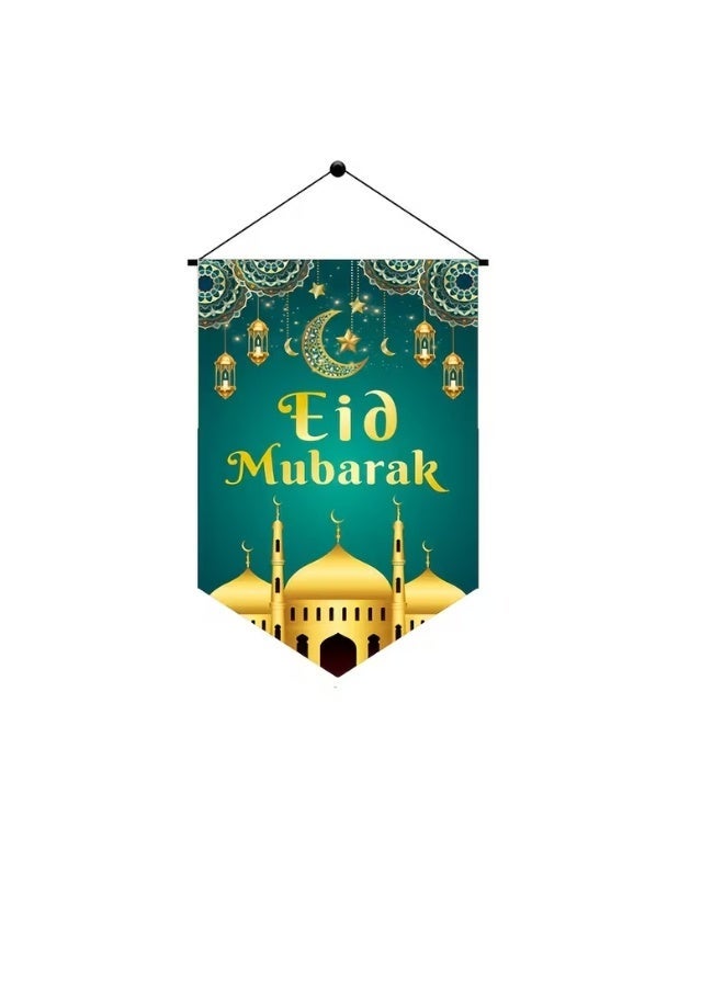 3PCS Ramadan Kareem & Eid Mubarak Hanging Banner Set – Islamic Door Wall Decoration Flags with Moon, Star & Mosque Design - Image 4